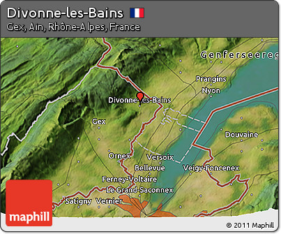 Satellite 3D Map of Divonne-les-Bains