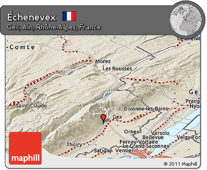 Shaded Relief Panoramic Map of Échenevex