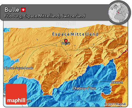 Political 3D Map of Bulle