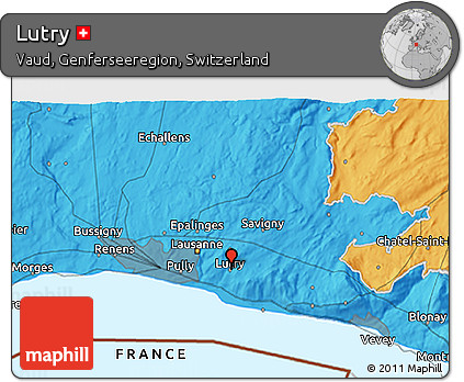 Political 3D Map of Lutry