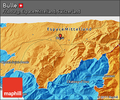 Political 3D Map of Bulle