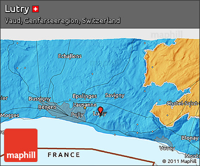 Political 3D Map of Lutry