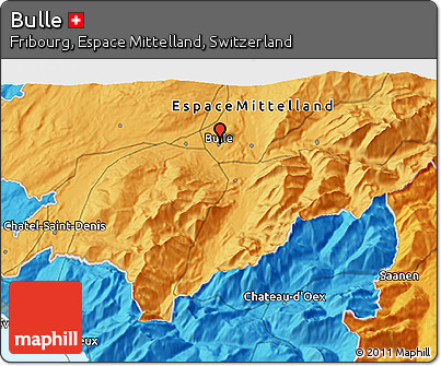 Political 3D Map of Bulle