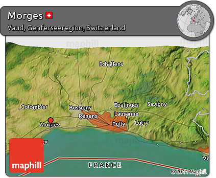 Satellite 3D Map of Morges