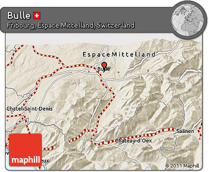 Shaded Relief 3D Map of Bulle