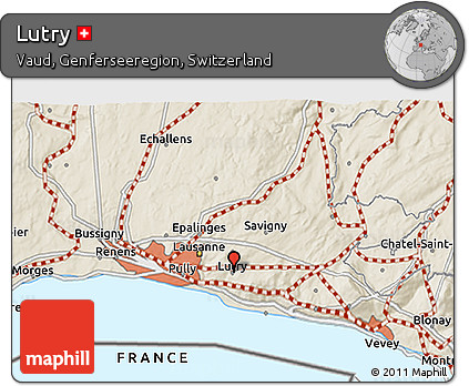 Shaded Relief 3D Map of Lutry