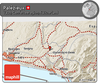 Shaded Relief 3D Map of Palézieux