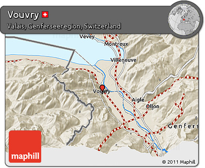 Shaded Relief 3D Map of Vouvry