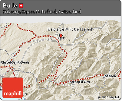 Shaded Relief 3D Map of Bulle