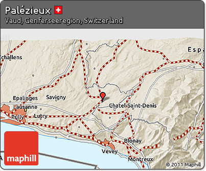 Shaded Relief 3D Map of Palézieux