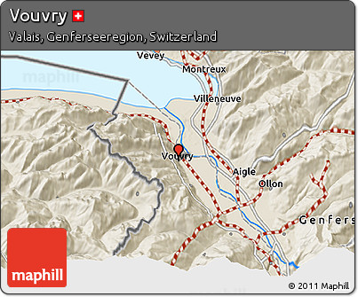 Shaded Relief 3D Map of Vouvry
