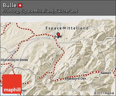 Shaded Relief 3D Map of Bulle