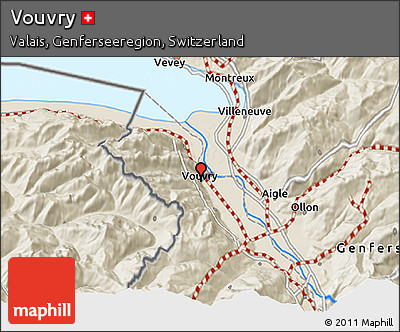 Shaded Relief 3D Map of Vouvry