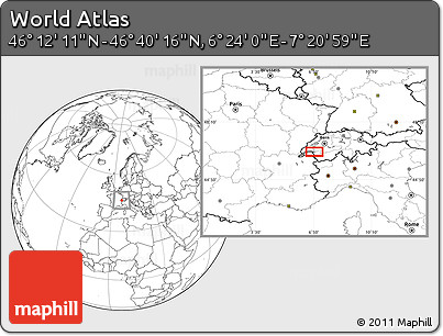 Blank Location Map of the Area around 46° 26' 14" N, 6° 52' 30" E