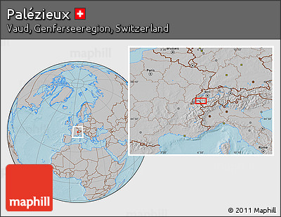 Gray Location Map of Palézieux, hill shading