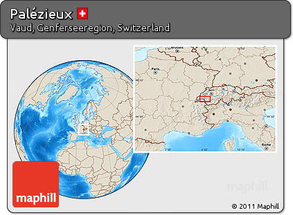 Shaded Relief Location Map of Palézieux