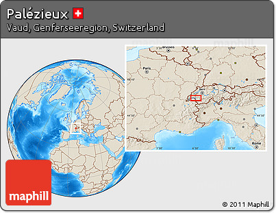 Shaded Relief Location Map of Palézieux