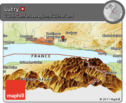 Physical Panoramic Map of Lutry