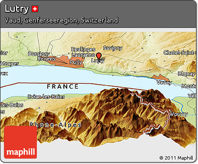 Physical Panoramic Map of Lutry