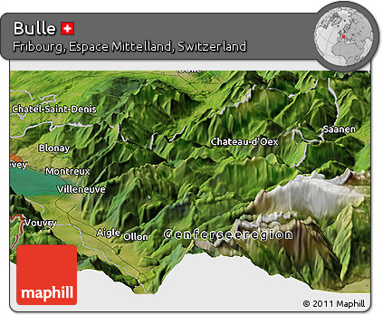 Satellite Panoramic Map of Bulle