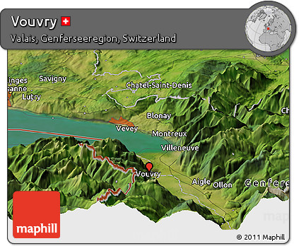 Satellite Panoramic Map of Vouvry