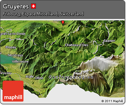 Satellite Panoramic Map of Gruyères