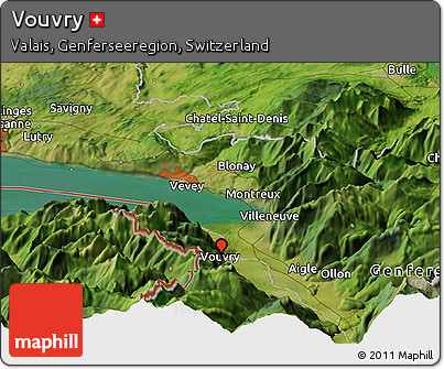 Satellite Panoramic Map of Vouvry