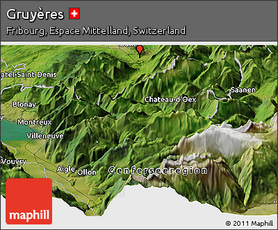 Satellite Panoramic Map of Gruyères