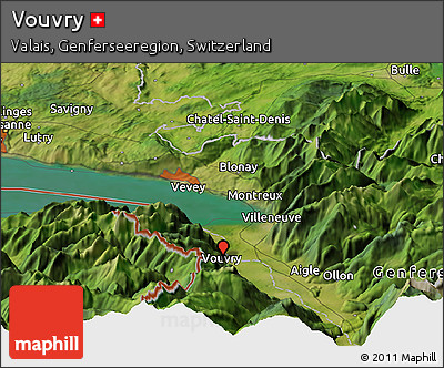 Satellite Panoramic Map of Vouvry