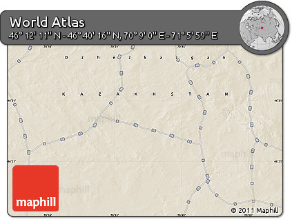 Shaded Relief Map of the Area around 46° 26' 14" N, 70° 37' 30" E