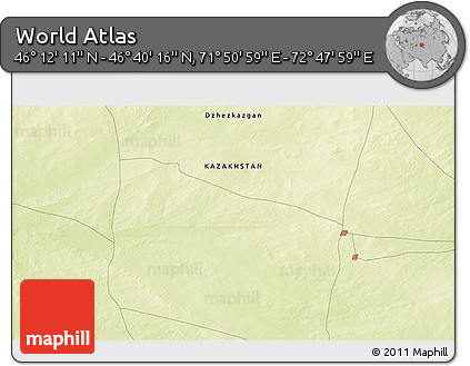 Physical 3D Map of the Area around 46° 26' 14" N, 72° 19' 29" E