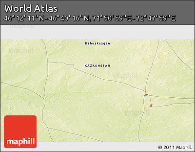 Physical 3D Map of the Area around 46° 26' 14" N, 72° 19' 29" E