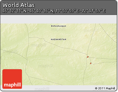 Physical 3D Map of the Area around 46° 26' 14" N, 72° 19' 29" E