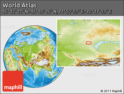 Physical Location Map of the Area around 46° 26' 14" N, 72° 19' 29" E