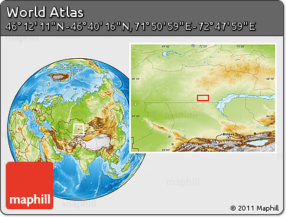 Physical Location Map of the Area around 46° 26' 14" N, 72° 19' 29" E