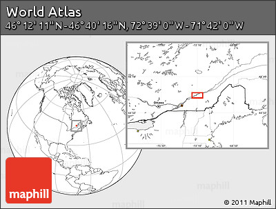 Blank Location Map of the Area around 46° 26' 14" N, 72° 10' 30" W