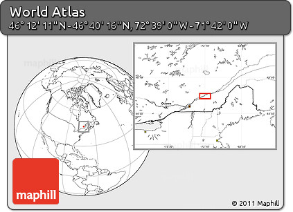 Blank Location Map of the Area around 46° 26' 14" N, 72° 10' 30" W