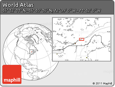 Blank Location Map of the Area around 46° 26' 14" N, 72° 10' 30" W