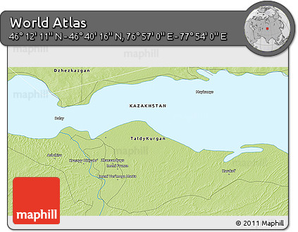 Physical 3D Map of the Area around 46° 26' 14" N, 77° 25' 30" E