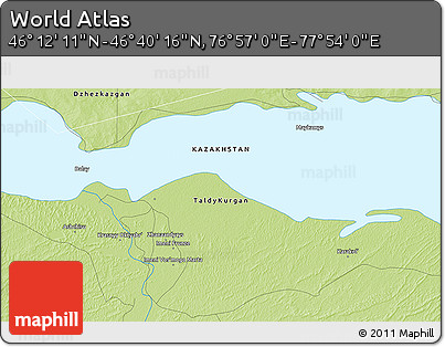 Physical 3D Map of the Area around 46° 26' 14" N, 77° 25' 30" E