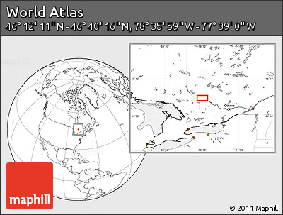 Blank Location Map of the Area around 46° 26' 14" N, 78° 7' 30" W