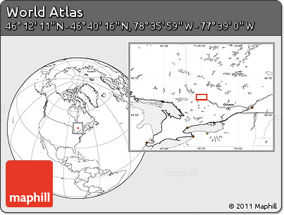 Blank Location Map of the Area around 46° 26' 14" N, 78° 7' 30" W