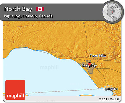 Political 3D Map of North Bay