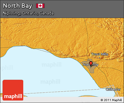 Political 3D Map of North Bay