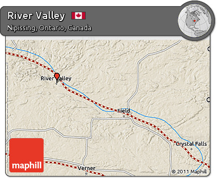 Shaded Relief 3D Map of River Valley