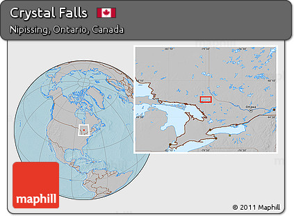 Gray Location Map of Crystal Falls, hill shading