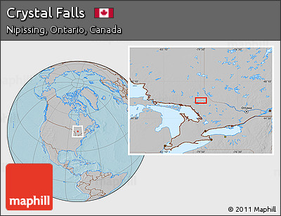 Gray Location Map of Crystal Falls, hill shading