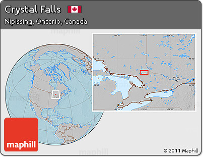 Gray Location Map of Crystal Falls, hill shading