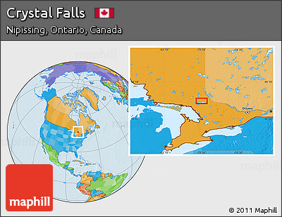 Political Location Map of Crystal Falls