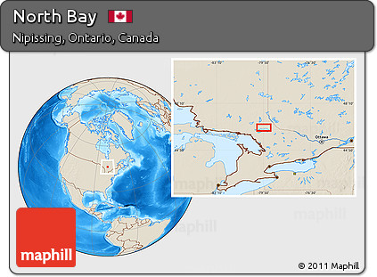 Shaded Relief Location Map of North Bay
